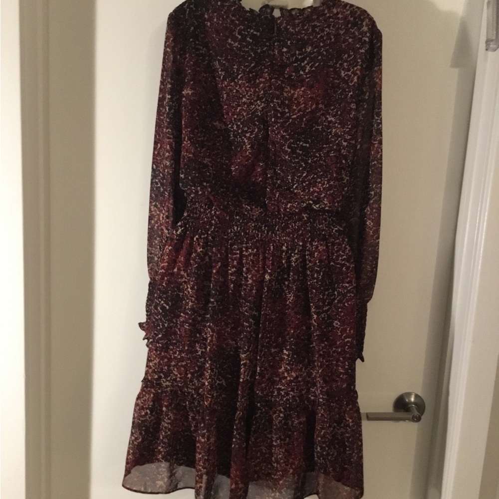 Just Taylor Animal Print Long Sleeved  Chiffon Smocked Dress Size 14  $30 - Picture 7 of 13